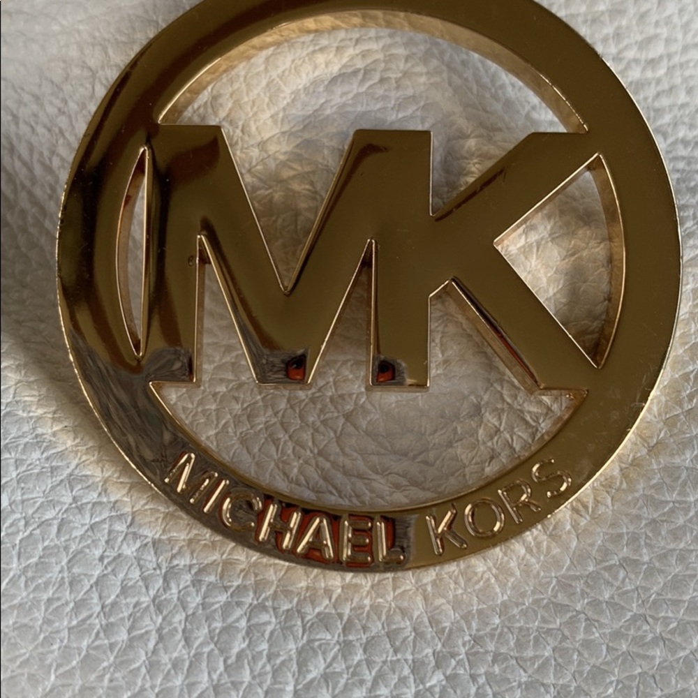 Authentic Michael Kors white leather satchel purse